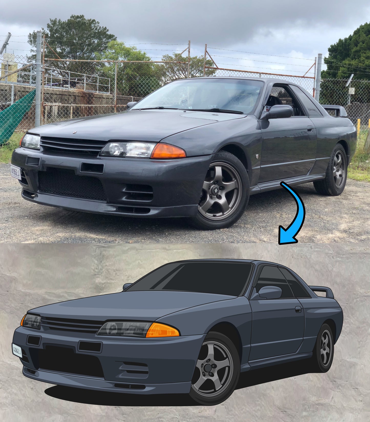 Grid Classic Tee - Your Car, Custom Illustration